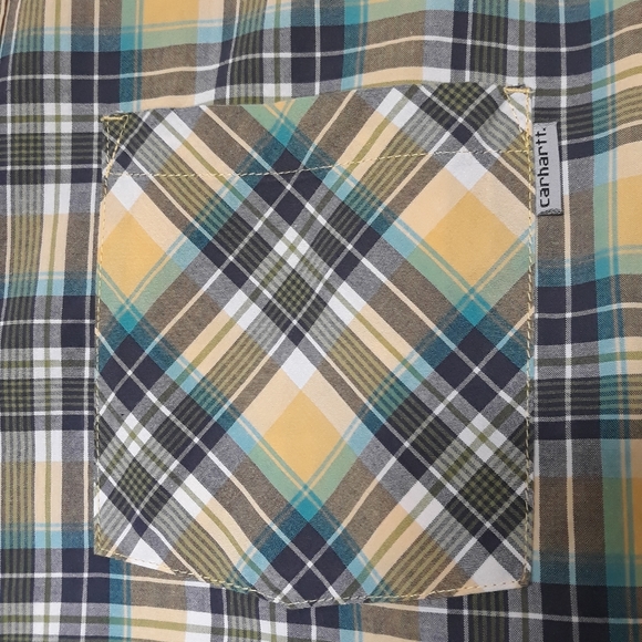 Carhartt men button up shirt long sleeve yellow plaid cotton size Large - Picture 11 of 11
